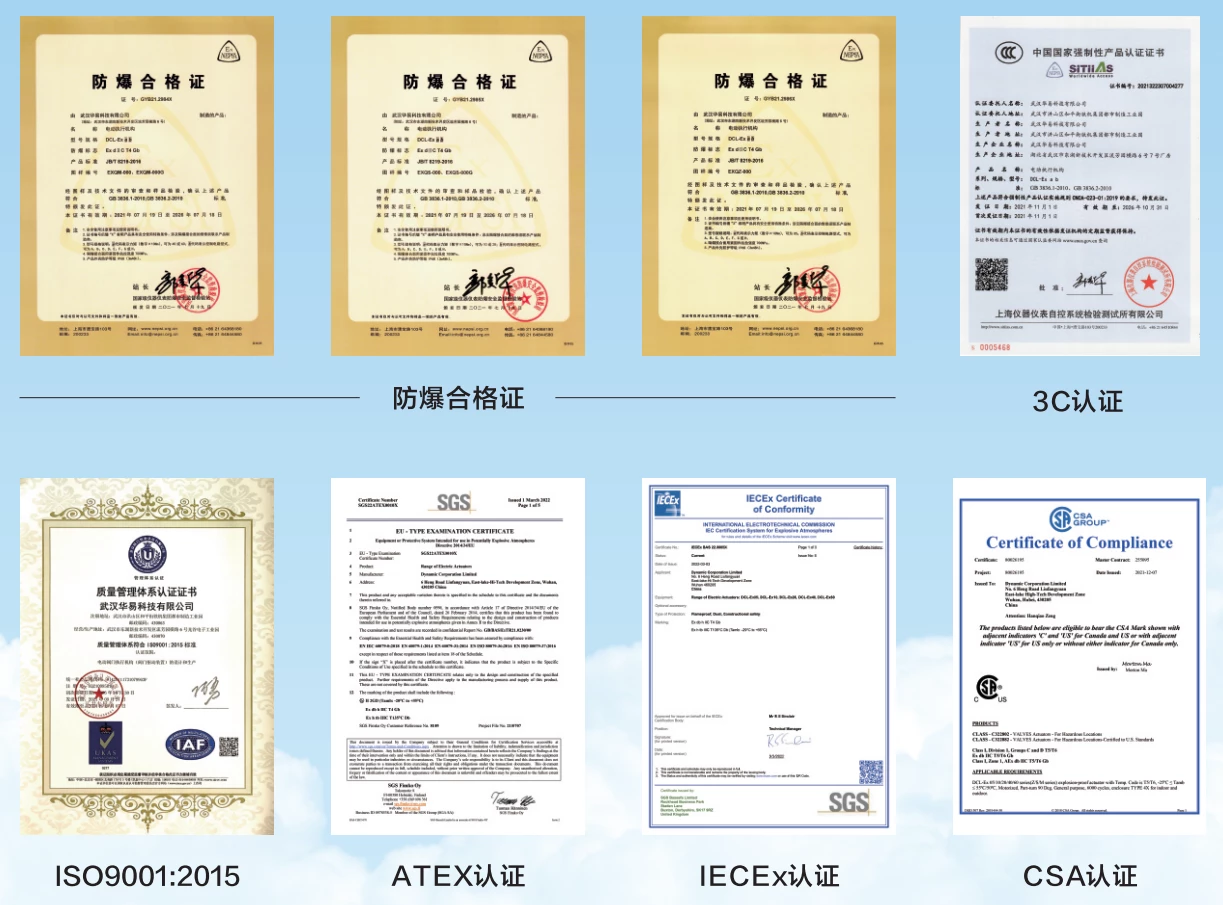 DCL Explosion-Proof Actuator Certifications